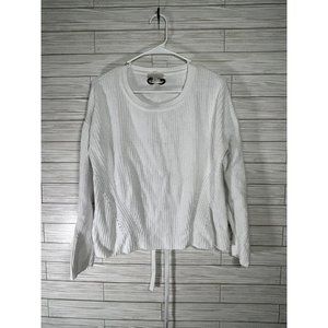 Lucky Brand Womens Ivory Sweater Ribbed Tie Up Back Size Medium‎ Cotton Cropped